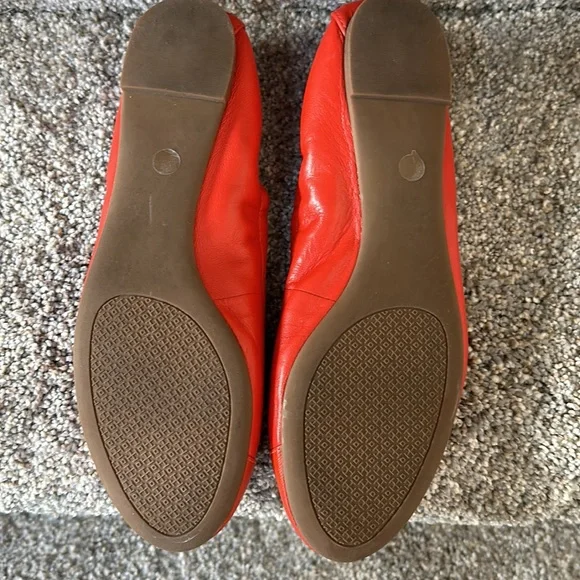 Tory Burch York Orange Leather Ballet Flats 8M - Picture 7 of 11